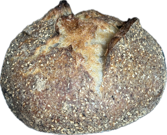 Sourdough with dried thymes and sumac and sesame seeds (weight ~900 grams)